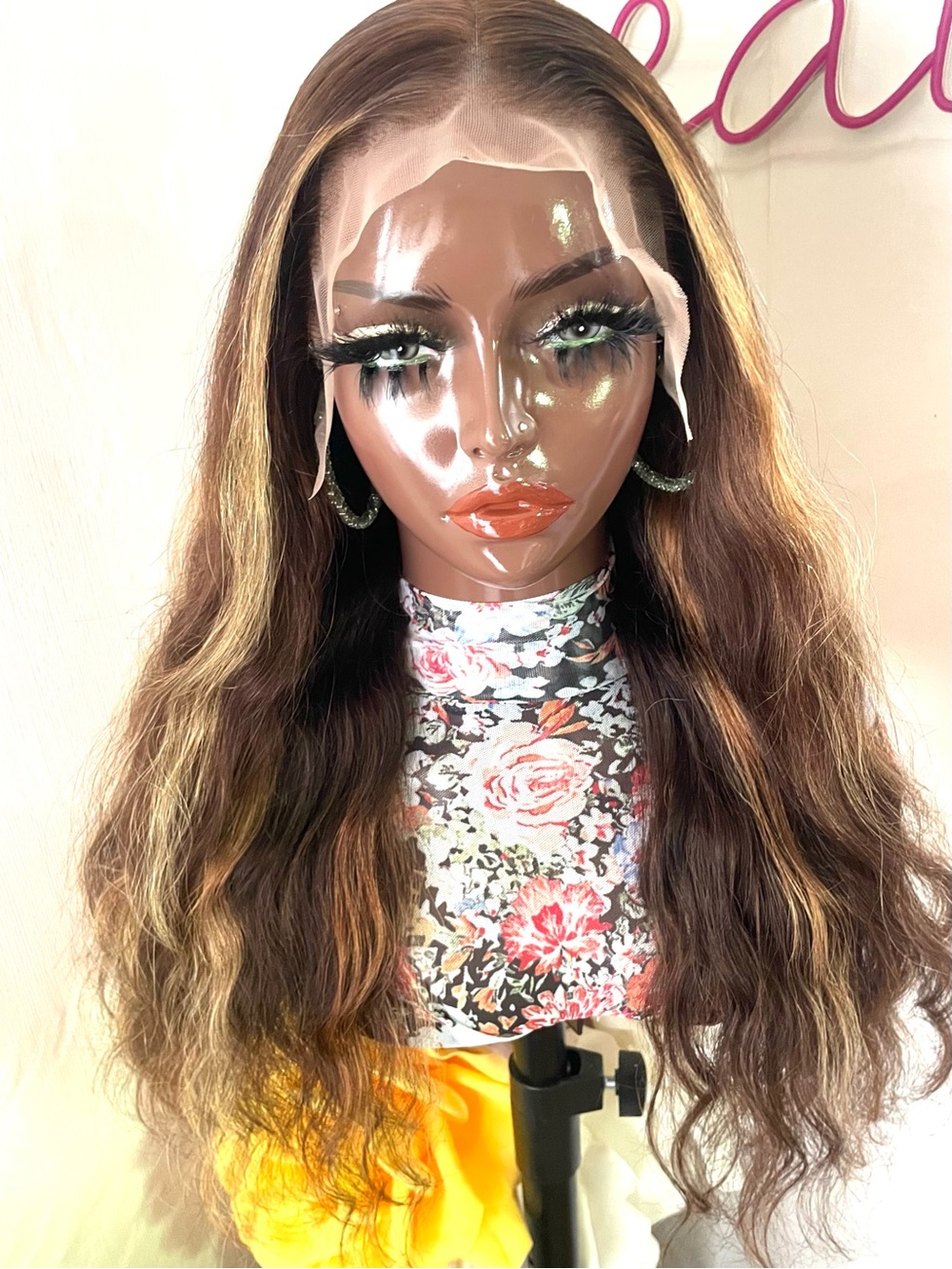 100% Human Hair 13x4 Lace Body Wave Wig- Chocolate Honey Blonde Highlights